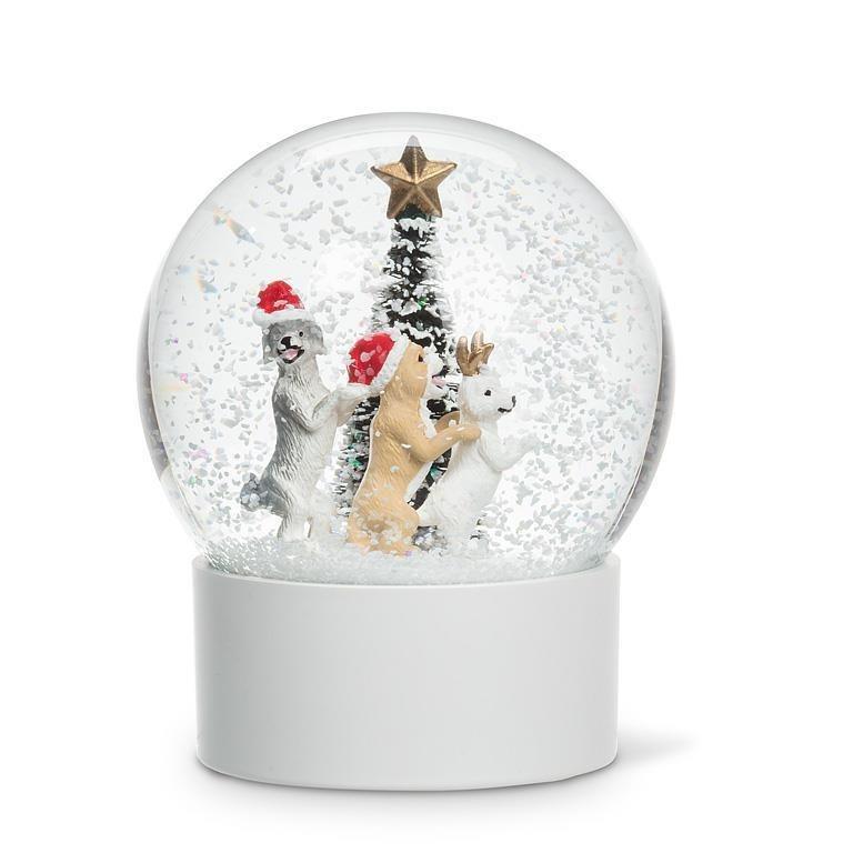 Dancing Dog Snow Globe, 4"H