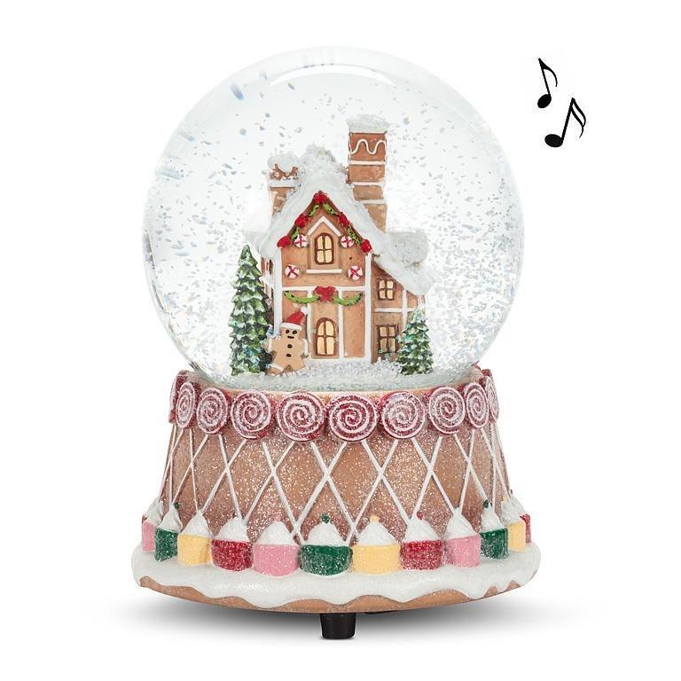 Medium Gingerbread Snow Globe with Music, 5&quot;H
