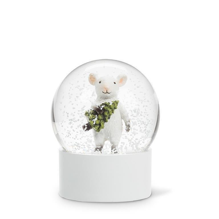 Mouse with Tree Snow Globe, 3"H