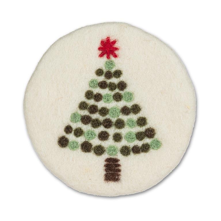 Dotted Tree Wool Felt Coaster