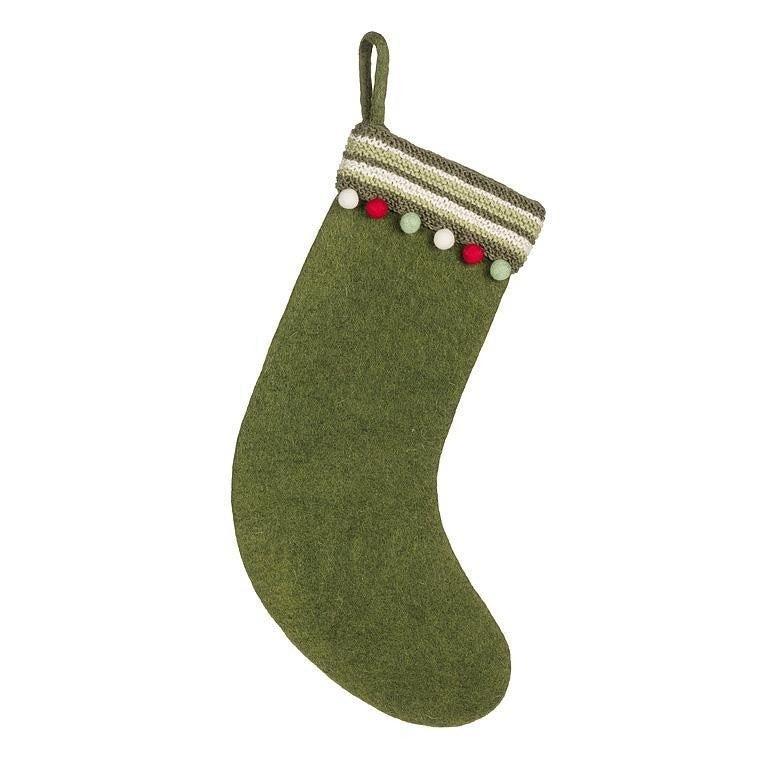 Felt Stocking with Knit Band & Pompoms