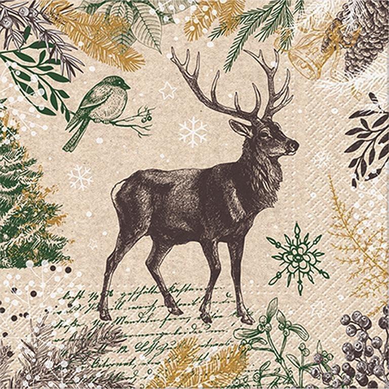 Vintage Deer - Luncheon Paper Napkins - Pack/20