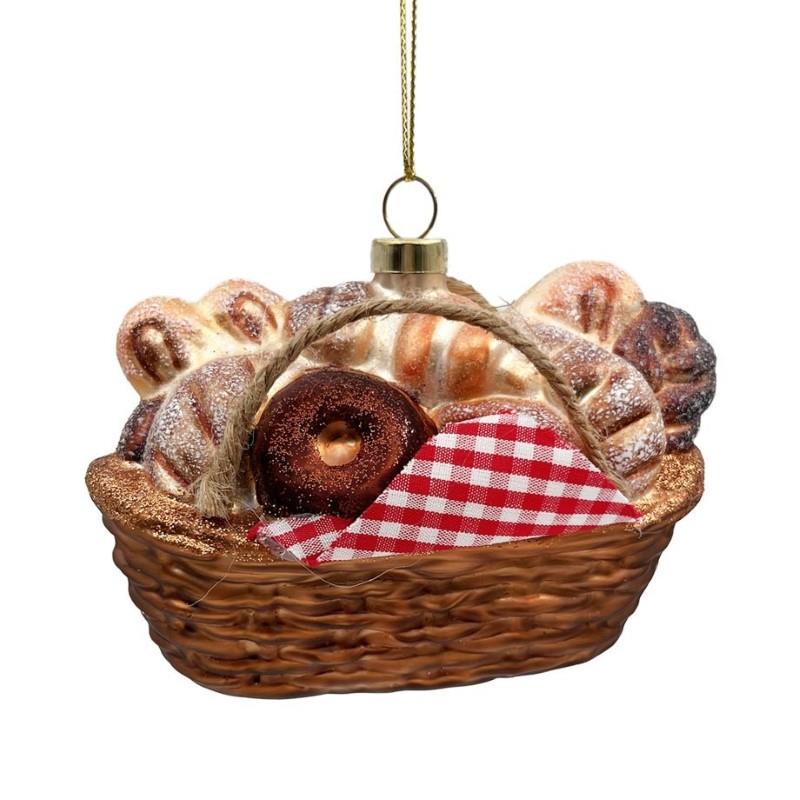 Glass Bread Basket Ornament