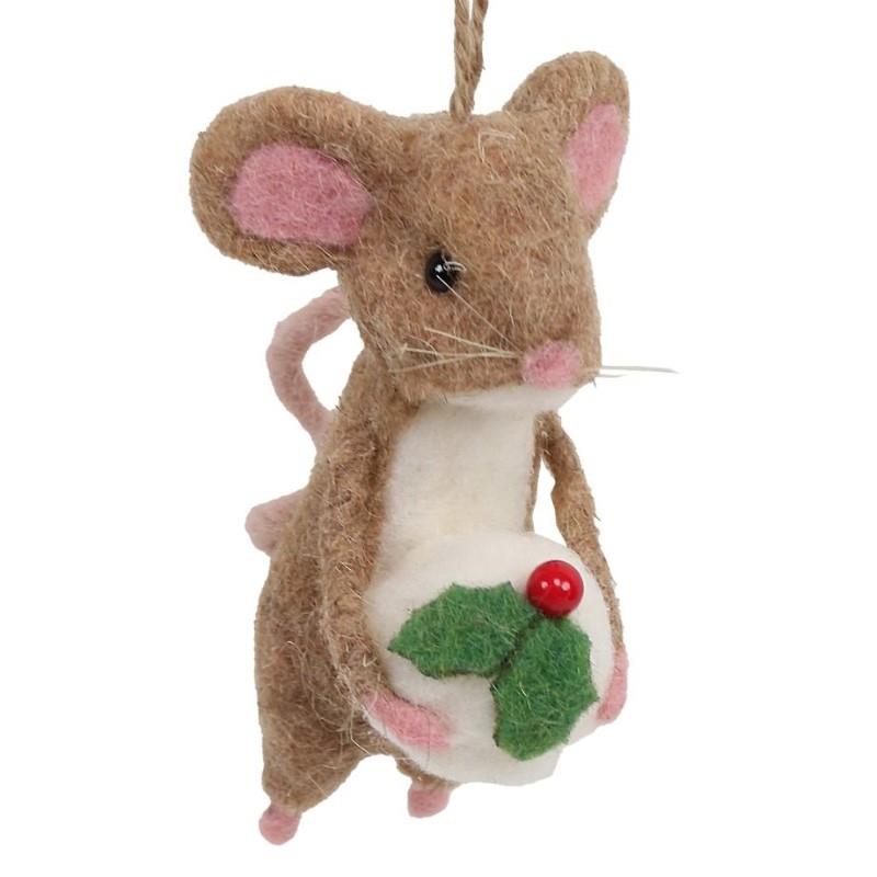 Brown Mouse With Cake Ornament