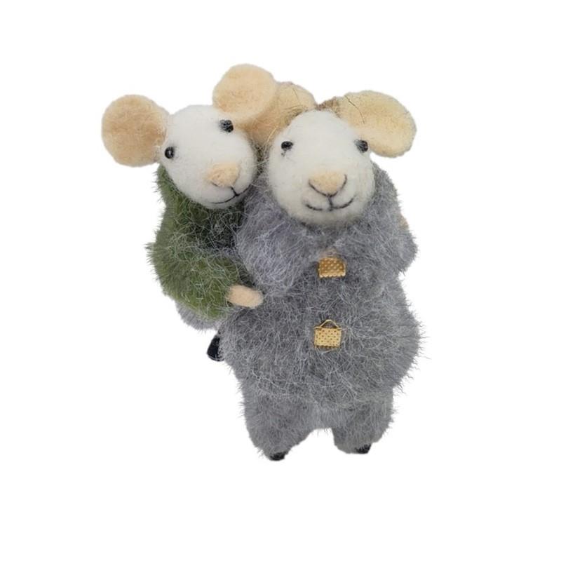 Mouse Baby Piggyback Ornament