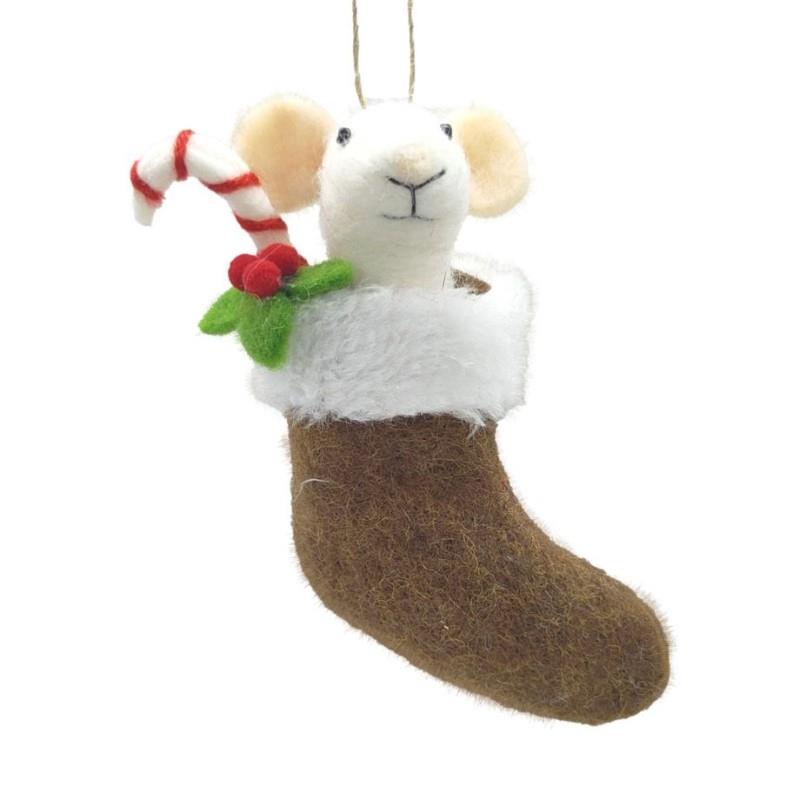 Mouse In Stocking Ornament