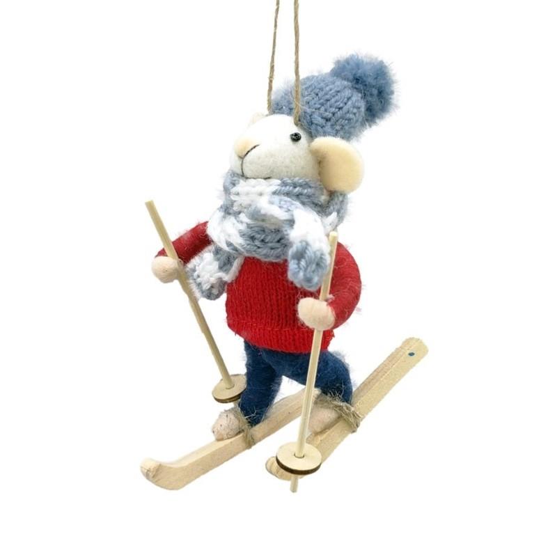Skiing Mouse Ornament
