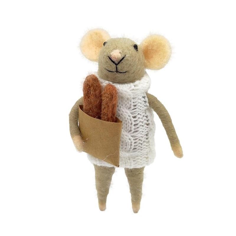 Mouse With Baguette Ornament