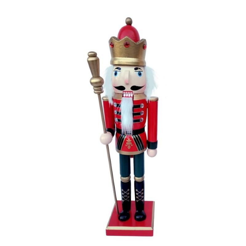 Wooden Standing Nutcracker With Scepter, 15"H