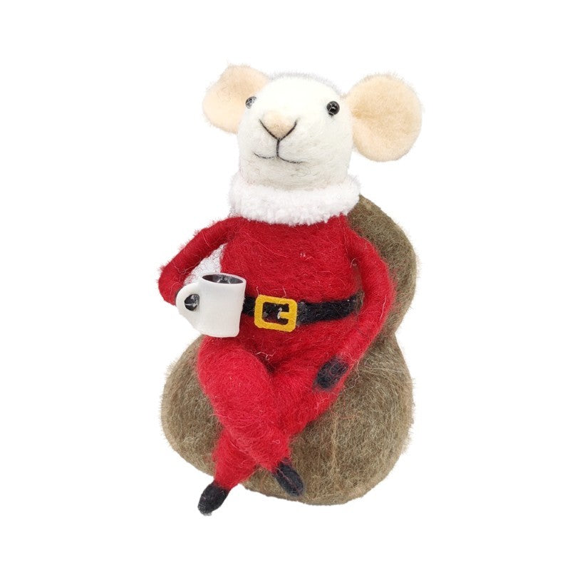 Santa Suit Mouse With Coffee Ornament