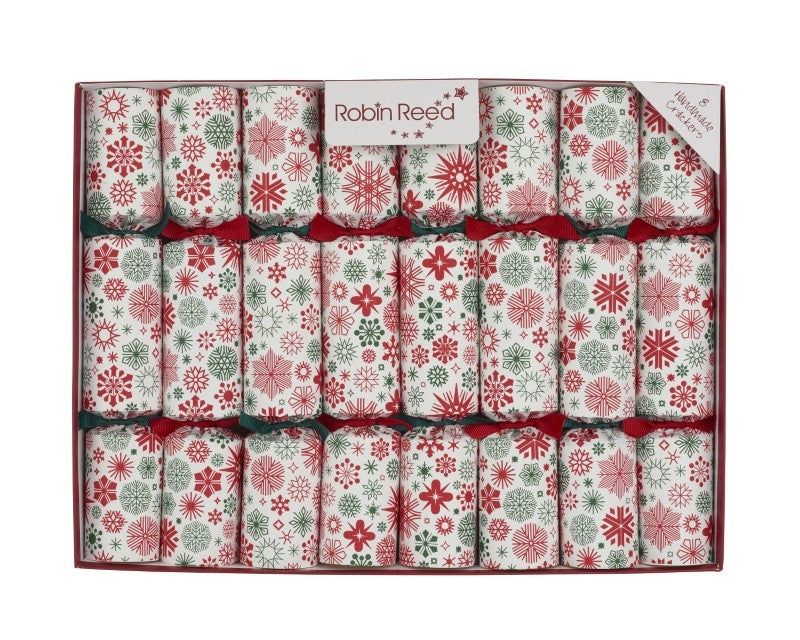 Snowburst Red Christmas Crackers, Set of 8