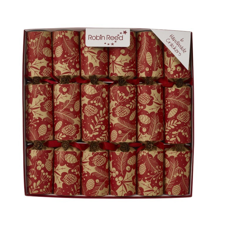 Winter Pine Cone Christmas Crackers, Set of 6