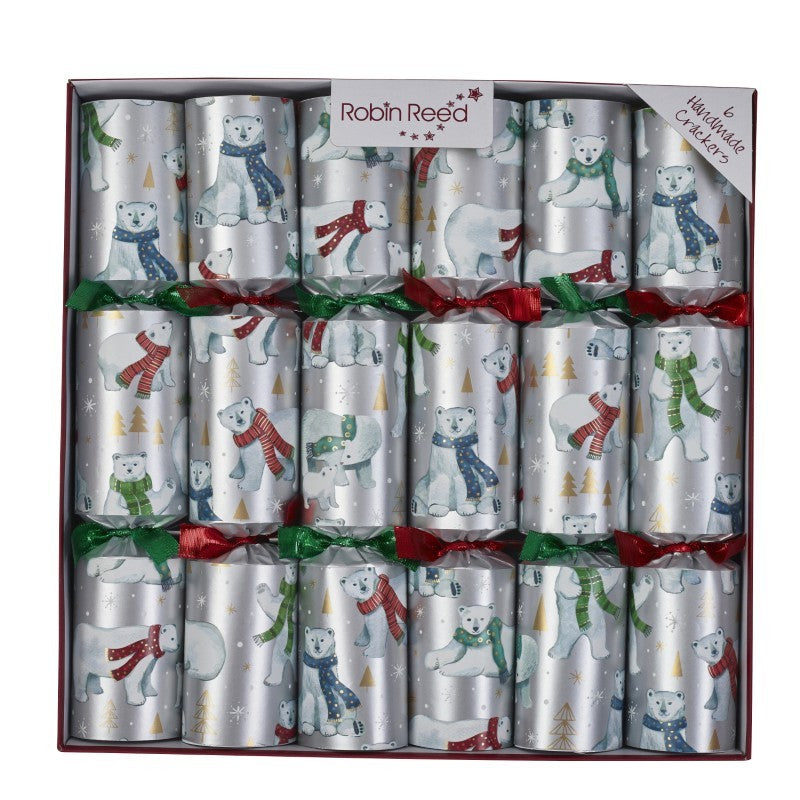 Racing Polar Bear Christmas Crackers, Set of 6