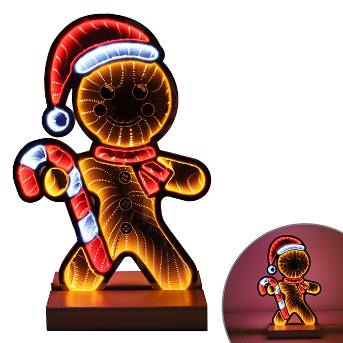 LED Infinity Light Gingerbread Man Decoration, 15"H