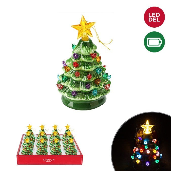 Ceramic LED Tabletop Christmas Tree, 5"H