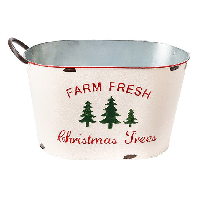 Farm Fresh Christmas Trees Oblong Metal Bucket