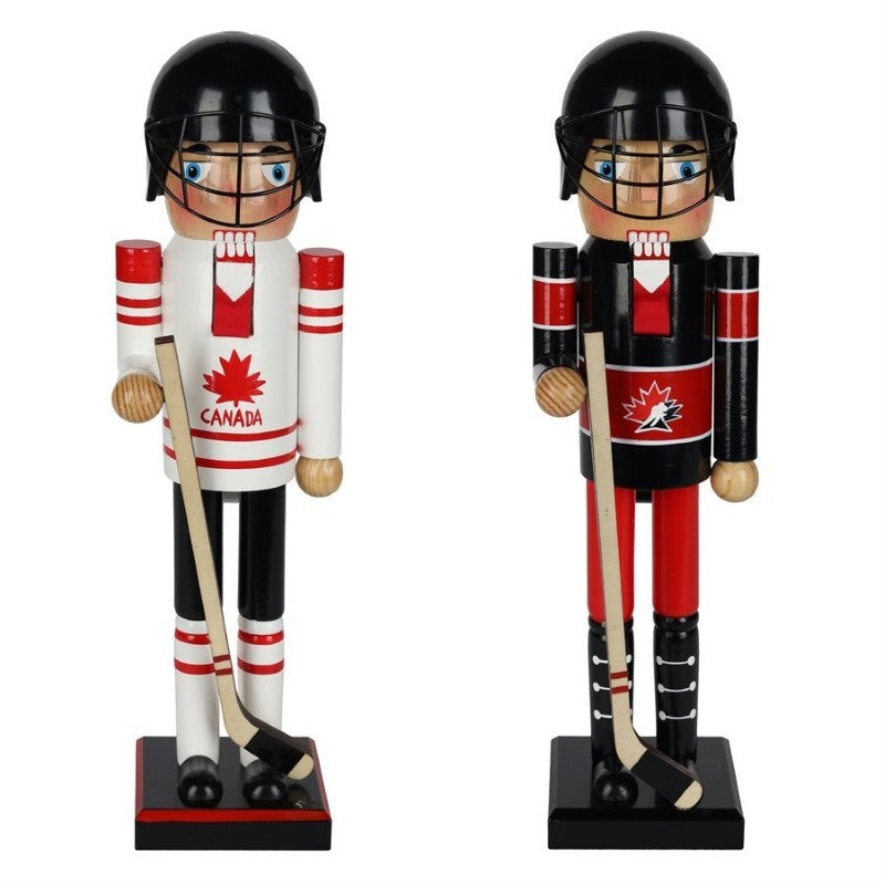 Wooden Hockey Player Nutcracker, 14"H