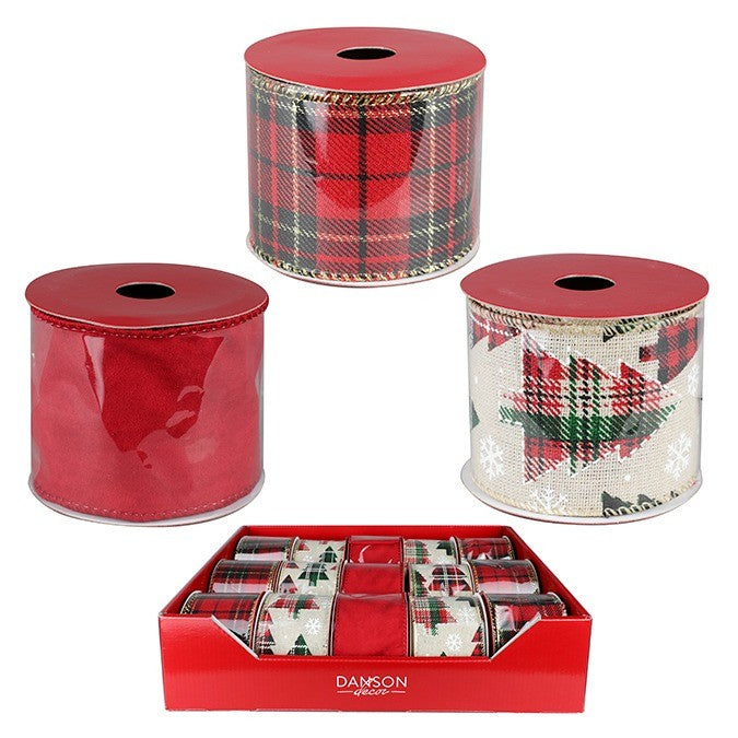 Festive Fabric Ribbon With Wire Edge
