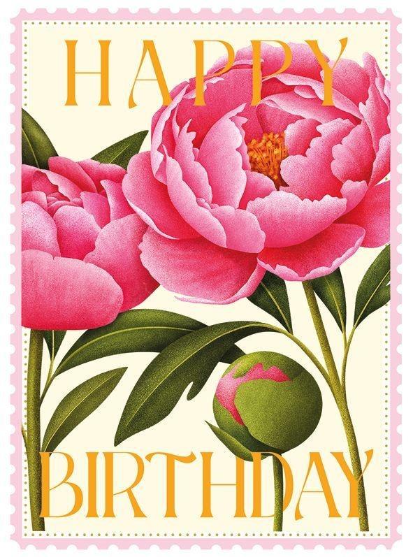 Peonies Birthday Card