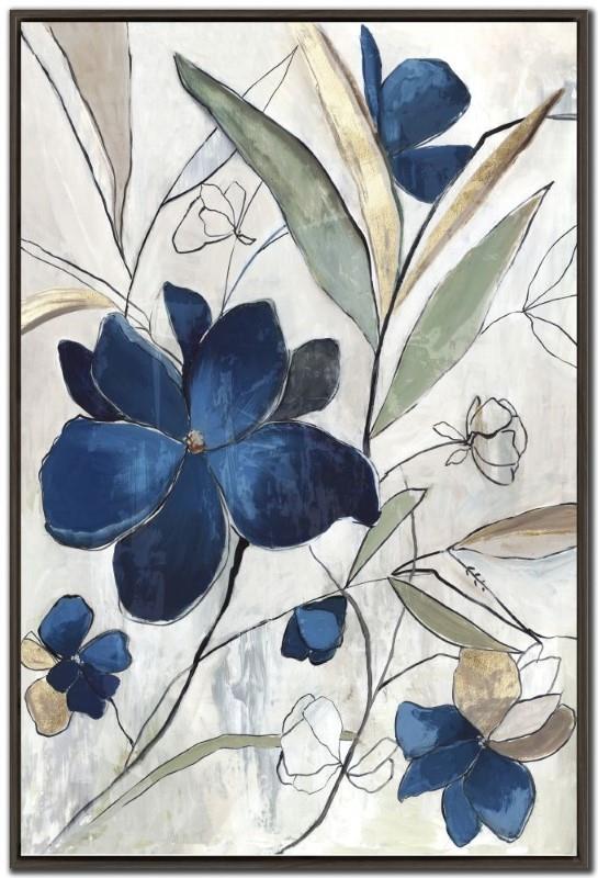 Modern Blue Floral Canvas Wall Art I, 30" x 45"