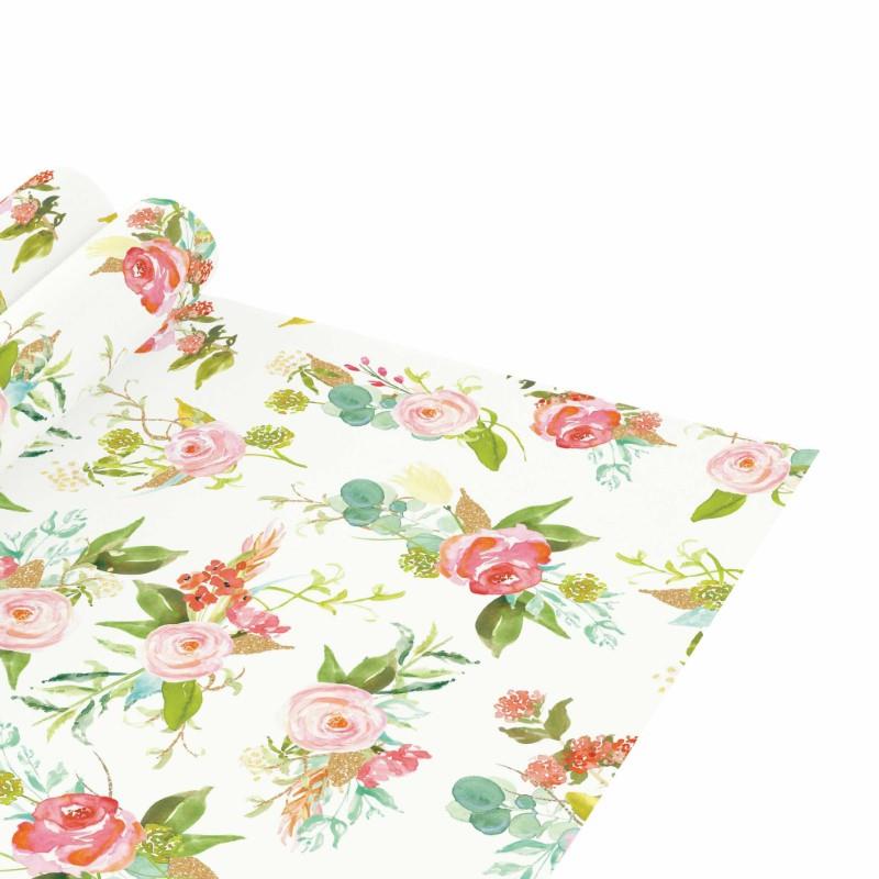 Lively Roses Wrapping Paper Roll, 50ft