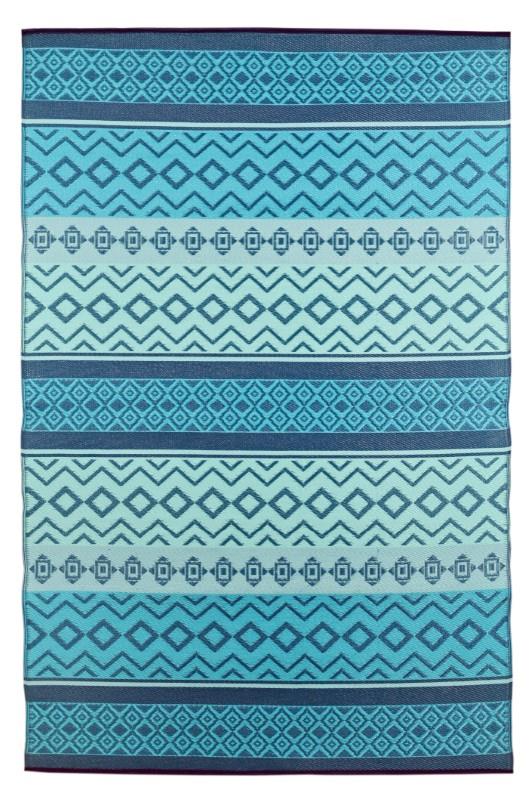 Blue Zag Stripe Outdoor Mat