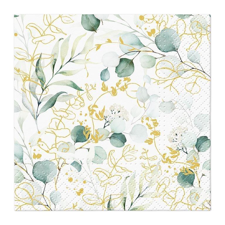Golden Eucalyptus Napkins, Pack/20