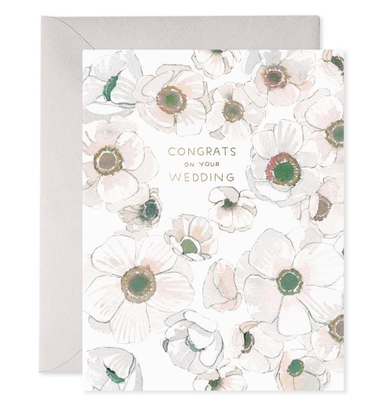 White Flower Wedding Card