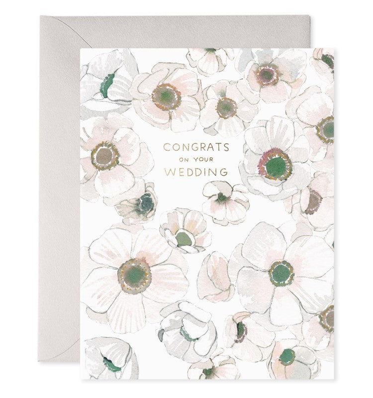 White Flower Wedding Card