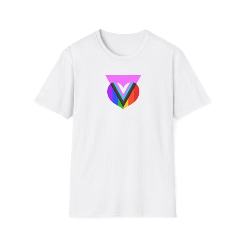 Pink Progress Pride Heart Tee - White