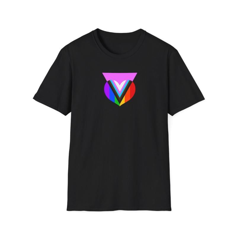 Pink Progress Pride Heart Tee - Black