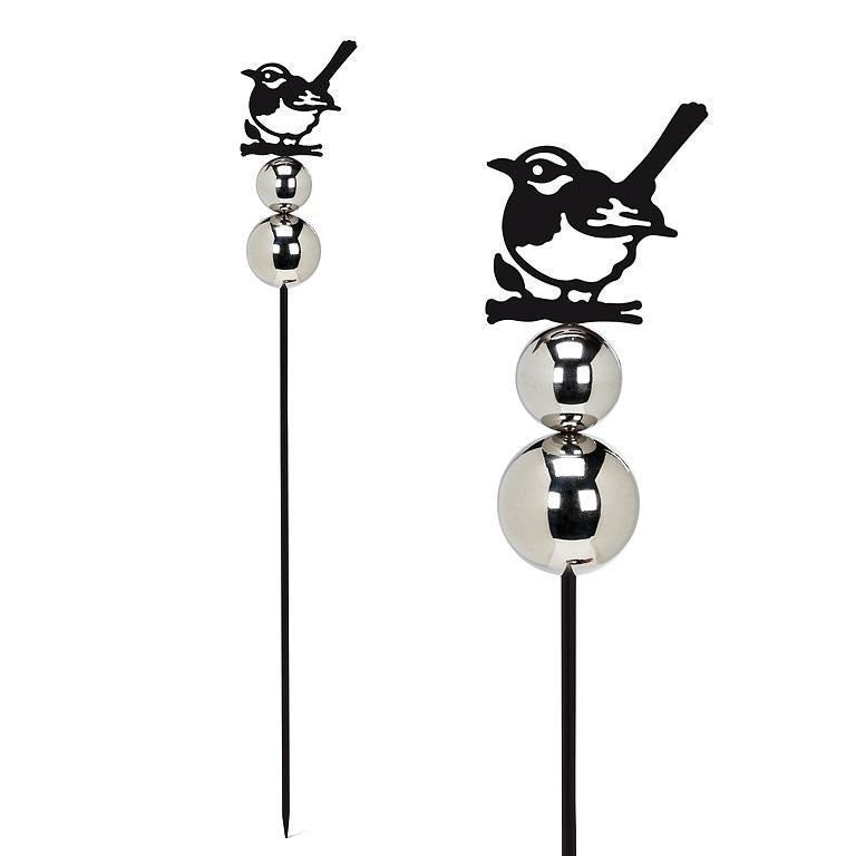 Bird Planter/Garden Stake with Gazing Ball, 25"H