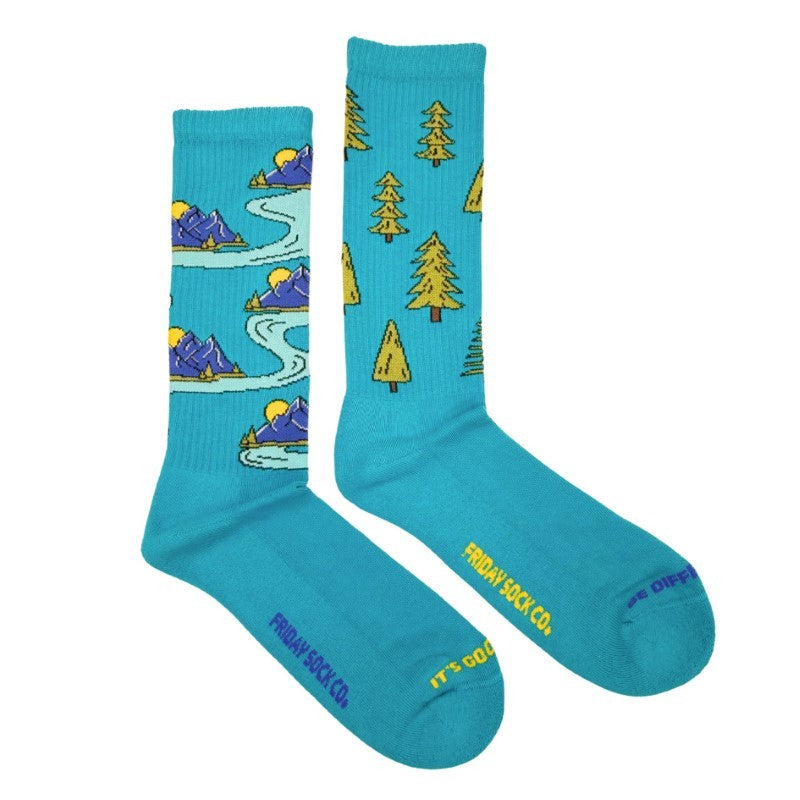 Mountains &amp; Trees Comic Athletic Socks - Lg