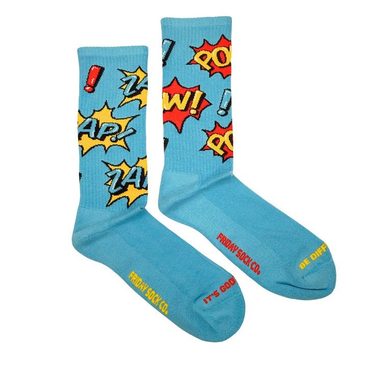 Zap Pow Comic Athletic Socks - Lg