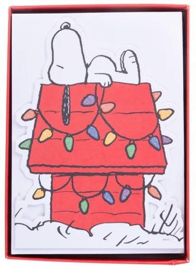 Peanuts™ Snoopy On House Cut Out Holiday Cards, Box of 15