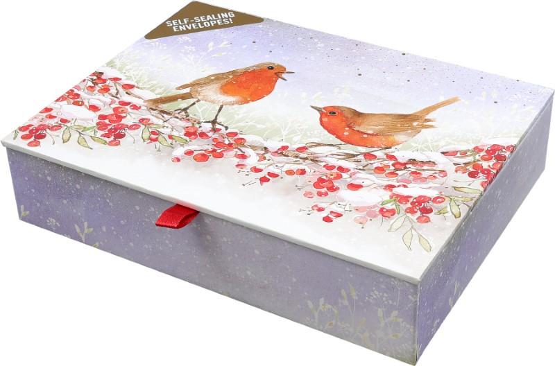 English Robins in Winter Deluxe Holiday Cards, Box of 20