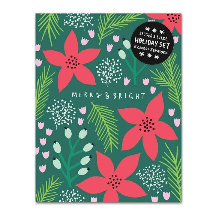 Poinsettias Holiday Cards, Box of 8