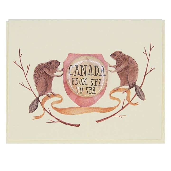 Canadian Beaver Greeting Card With Button
