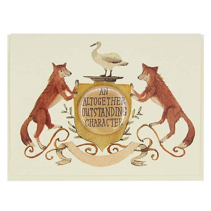 Outstanding Foxes Greeting Card With Button