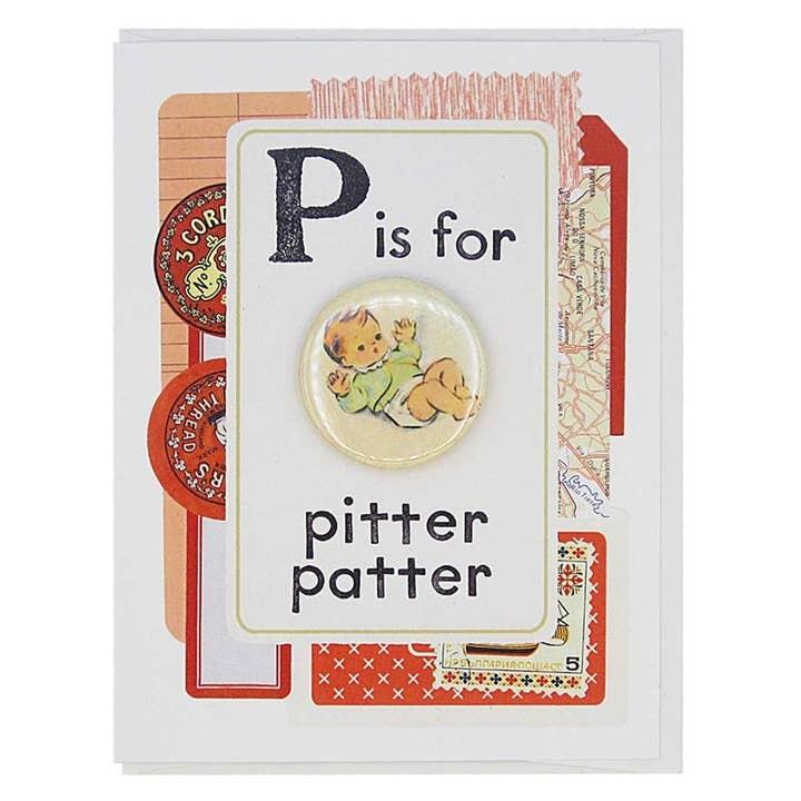 Pitter Patter New Baby Card With Button
