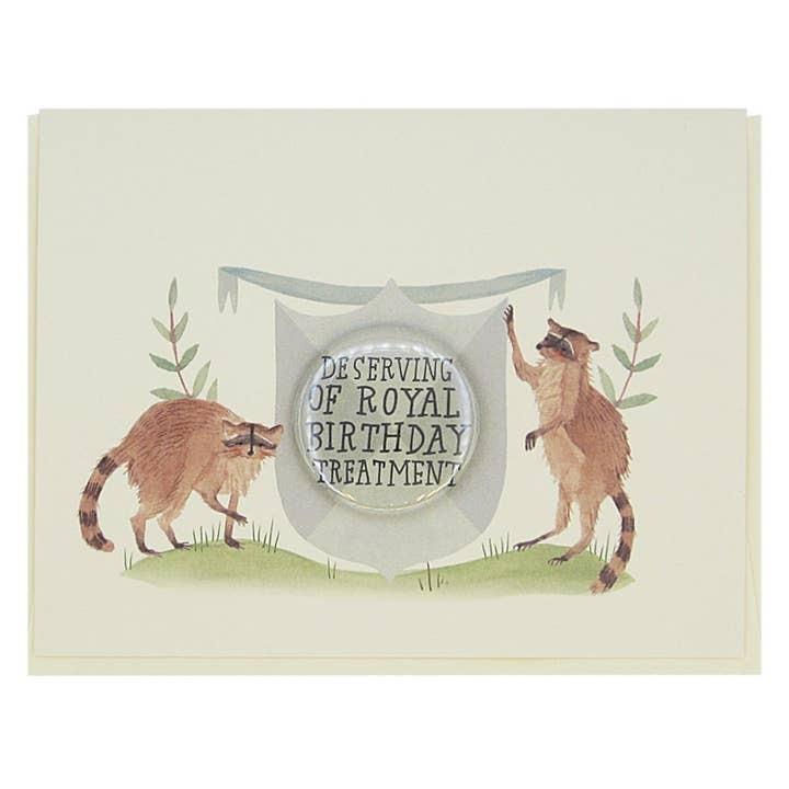 Royal Raccoons Birthday Card With Button