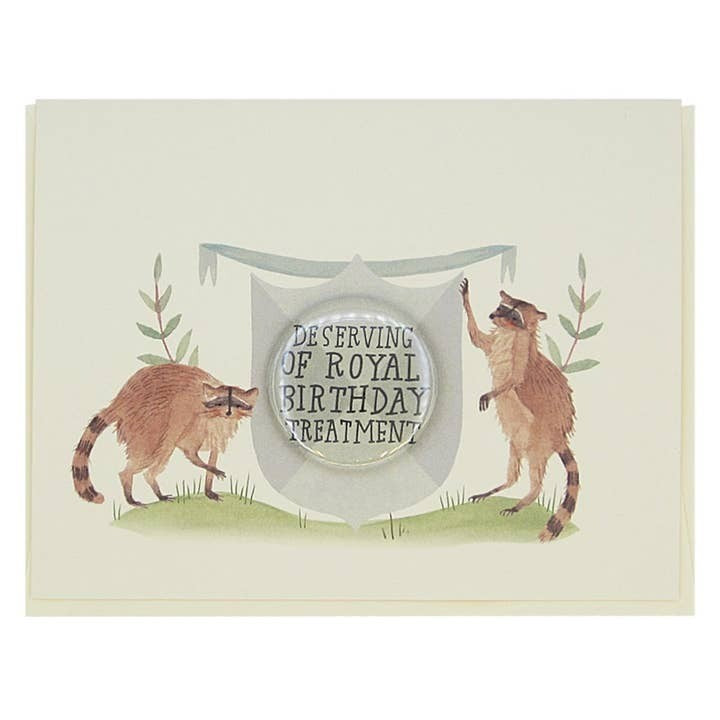 Royal Raccoons Birthday Card With Button