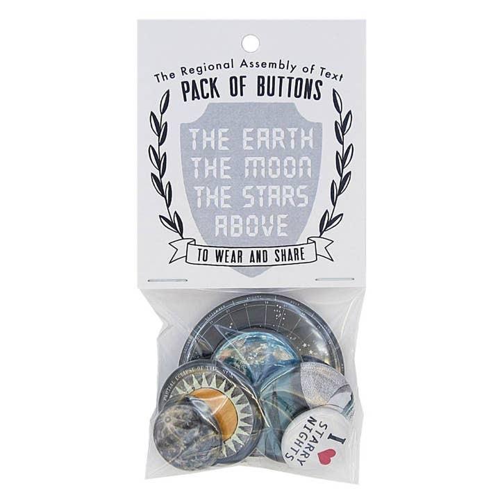 Earth &amp; Moon Pack Of Buttons