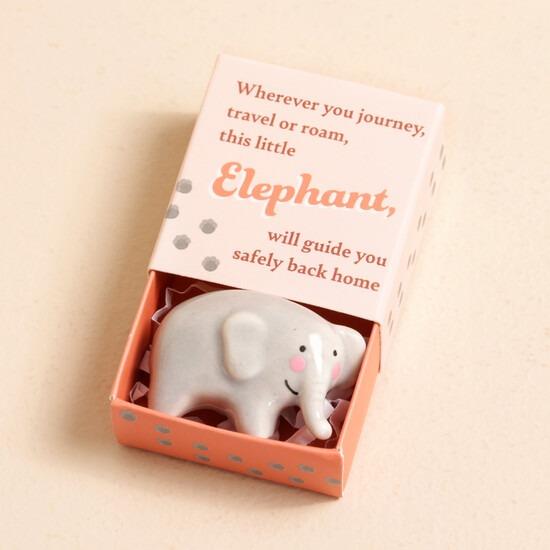 Elephant - Tiny Matchbox Ceramic Token