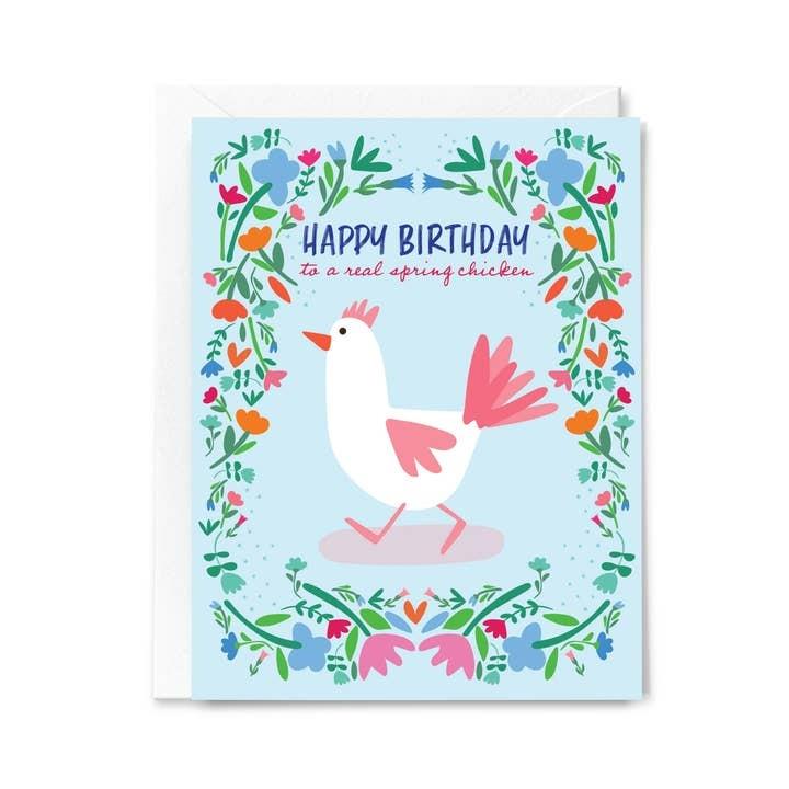 Spring Chicken Birthday Card