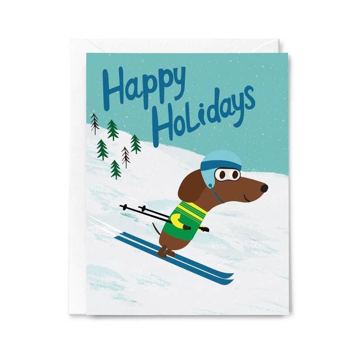 Dachshund Ski Holiday Card