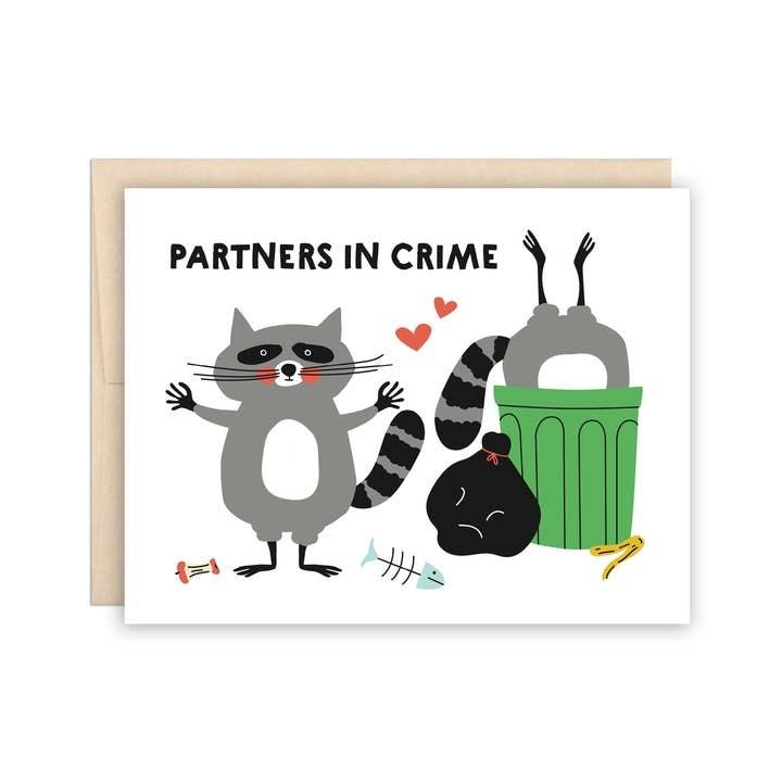 Raccoon Partners In Crime Greeting Card