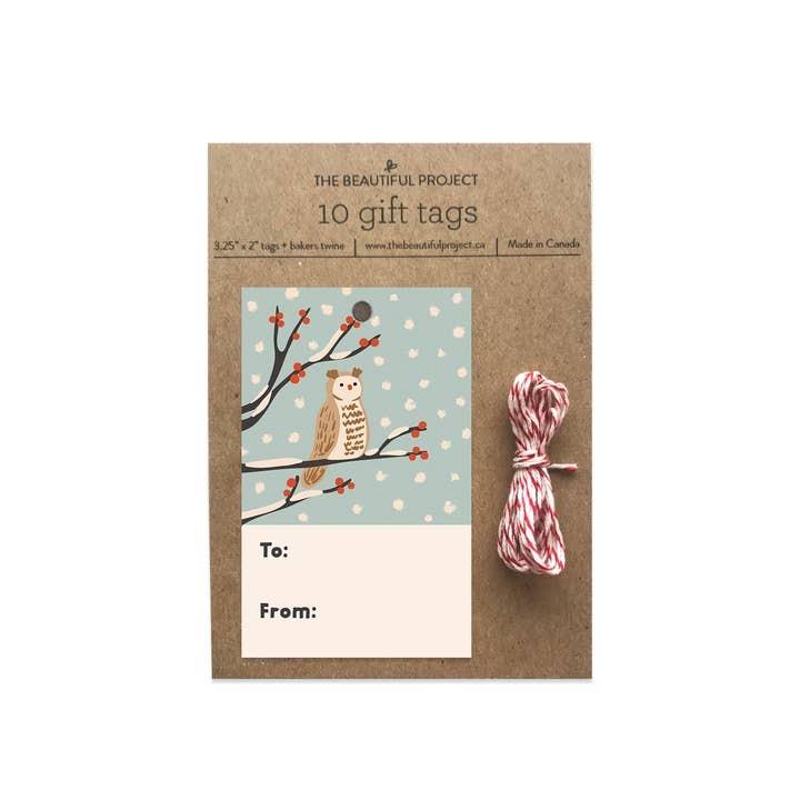Snowy Owl Wishes Gift Tag, Set of 10