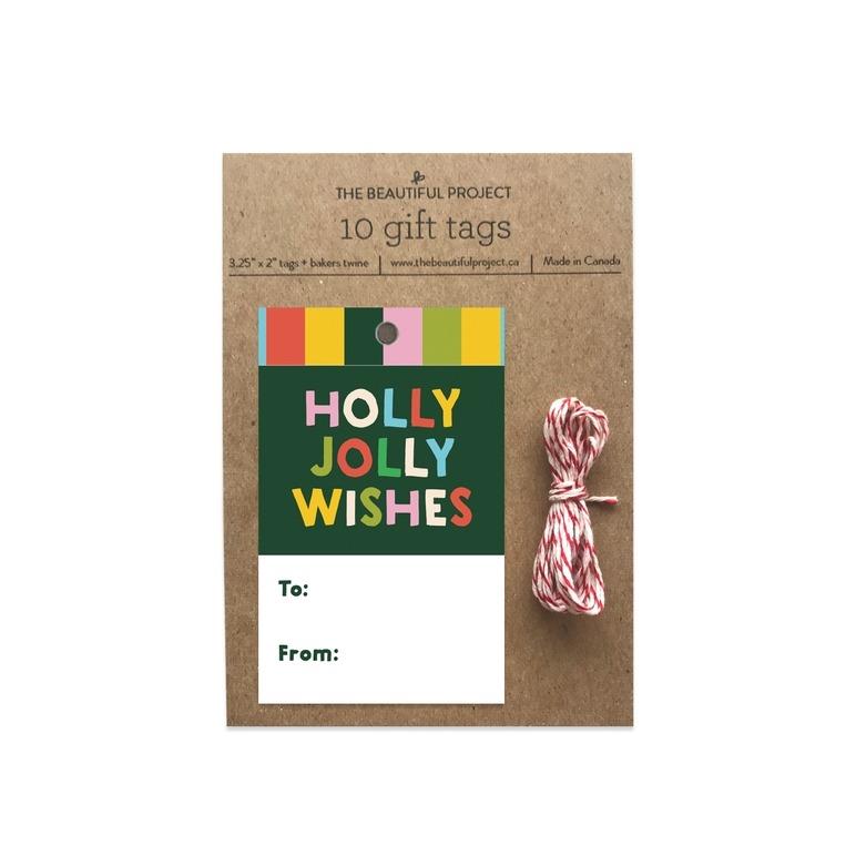 Holly Jolly Wishes Gift Tag, Set of 10
