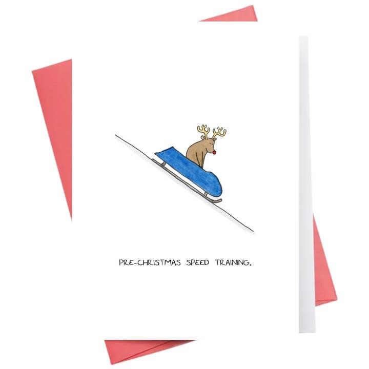 Rudolph Bobsleigh Holiday Greeting Card